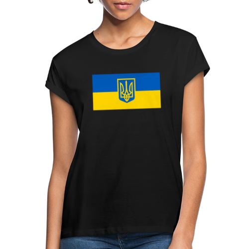 Ukraine Wappen auf Blau Gelb Flagge - Frauen Oversize T-Shirt