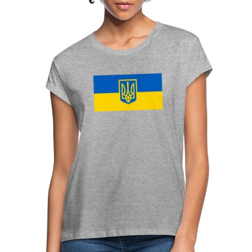 Ukraine Wappen auf Blau Gelb Flagge - Frauen Oversize T-Shirt