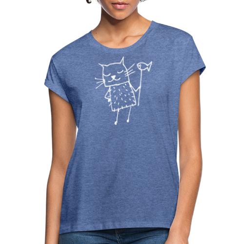 Katze mit Fisch - Frauen Oversize T-Shirt