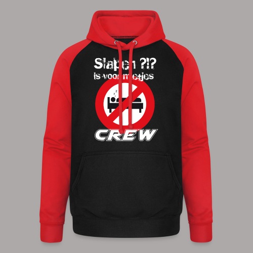 Slapen Is Voor Mietjes Logo Tekst Crew White - Uniseks baseball hoodie