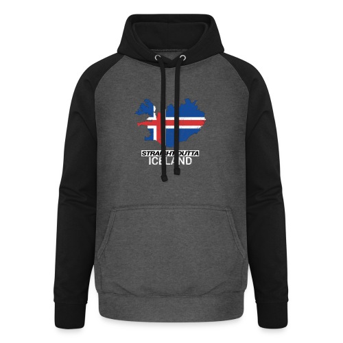 Straight Outta Iceland country map - Unisex Baseball Hoodie