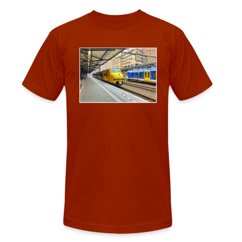 Museumtrein (Mat'64) op Station Amersfoort Centraa - Uniseks tri-blend T-shirt van Bella + Canvas
