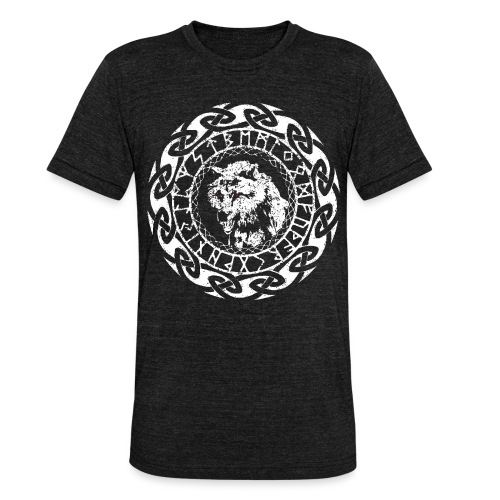 Fenrir Geri Freki Wolf Wikinger Tribal Runen - Unisex Tri-Blend T-Shirt von Bella + Canvas