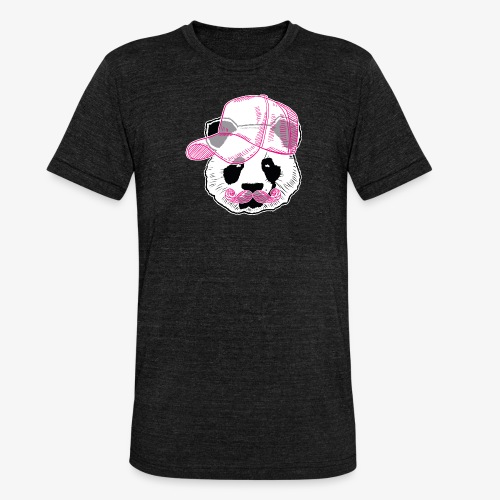 Panda - Pink - Cap - Mustache - Unisex Tri-Blend T-Shirt von Bella + Canvas