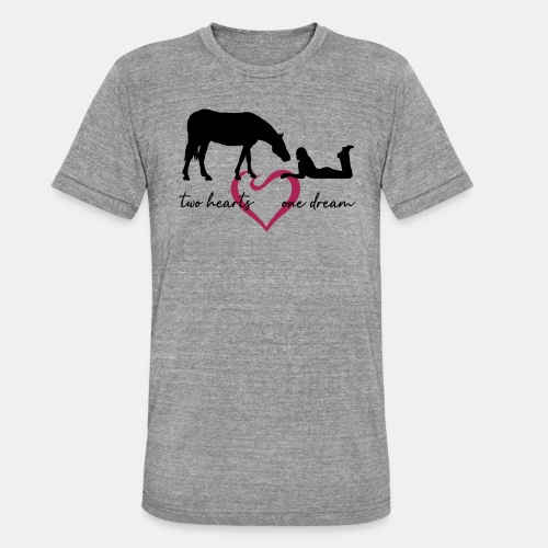two hearts one dream liegendes Mädchen Pferd - Unisex Tri-Blend T-Shirt von Bella + Canvas