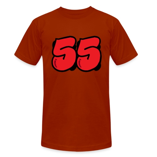 Punainen graffiti-tyylinen 55 - Bella + Canvasin unisex Tri-Blend t-paita.