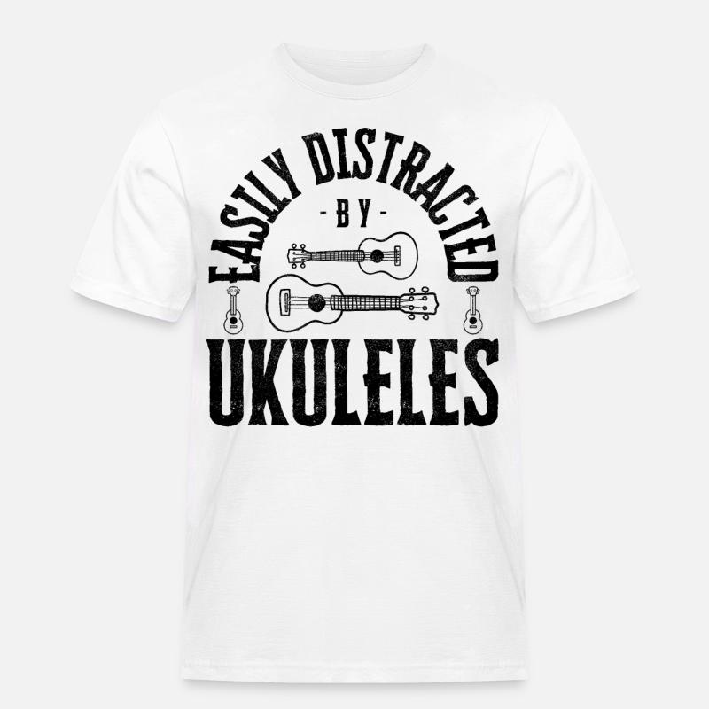Easily distracted by Ukuleles - Männer Workwear T-Shirt - Weiß
