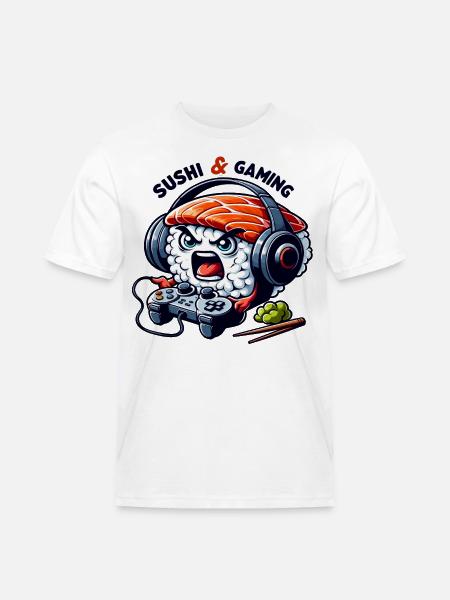 Sushi playing video games - Men's Workwear T-Shirt - white