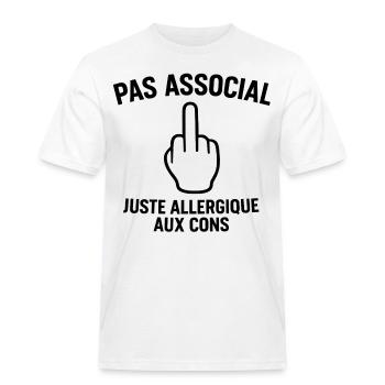 Nicht asozial, nur allergisch gegen Idioten - Männer Workwear T-Shirt - Weiß - Vorne - AI Model Male 185 dark (185cm)
