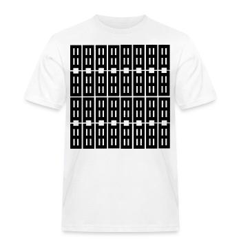this Unique design - Men's Workwear T-Shirt - white - Front - AI Model Male 185 dark (185cm)