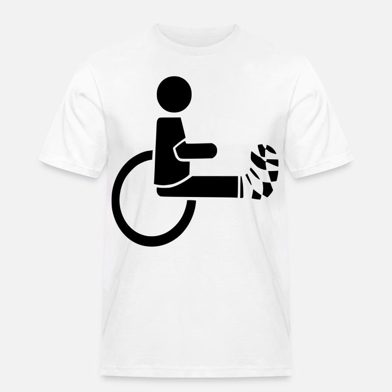 Rollstuhlfahrer mit Bein in Gips # - Männer Workwear T-Shirt - Weiß