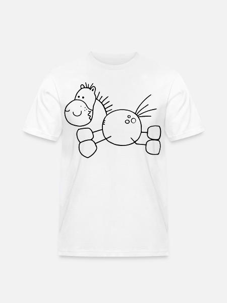 Tyk Cartoon Hest - Pony - Hest - Herre Workwear T-Shirt - hvid