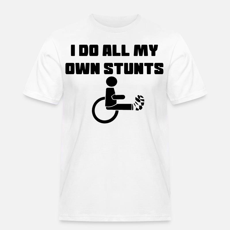 Rollstuhlfahrer mit Bein in Gips # - Männer Workwear T-Shirt - Weiß