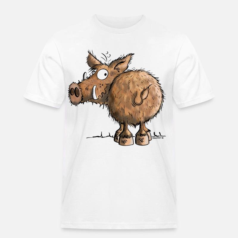 Divertente Cinghiale - Maglietta da lavoro per uomo - bianco