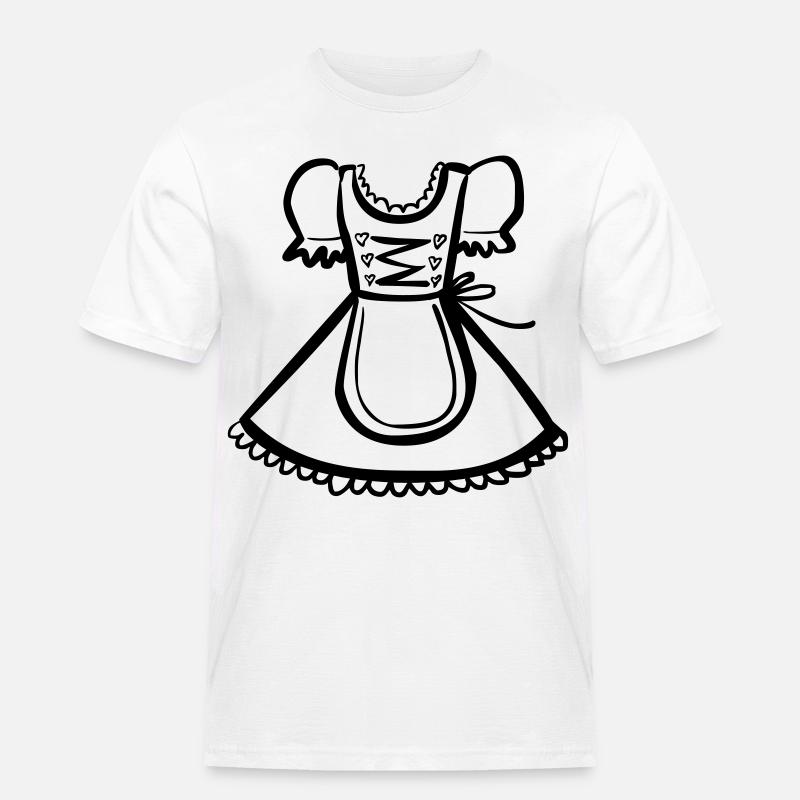 Dirndl – Schwarz-Weiß-Zeichnung – einfärbbar - Männer Workwear T-Shirt - Weiß