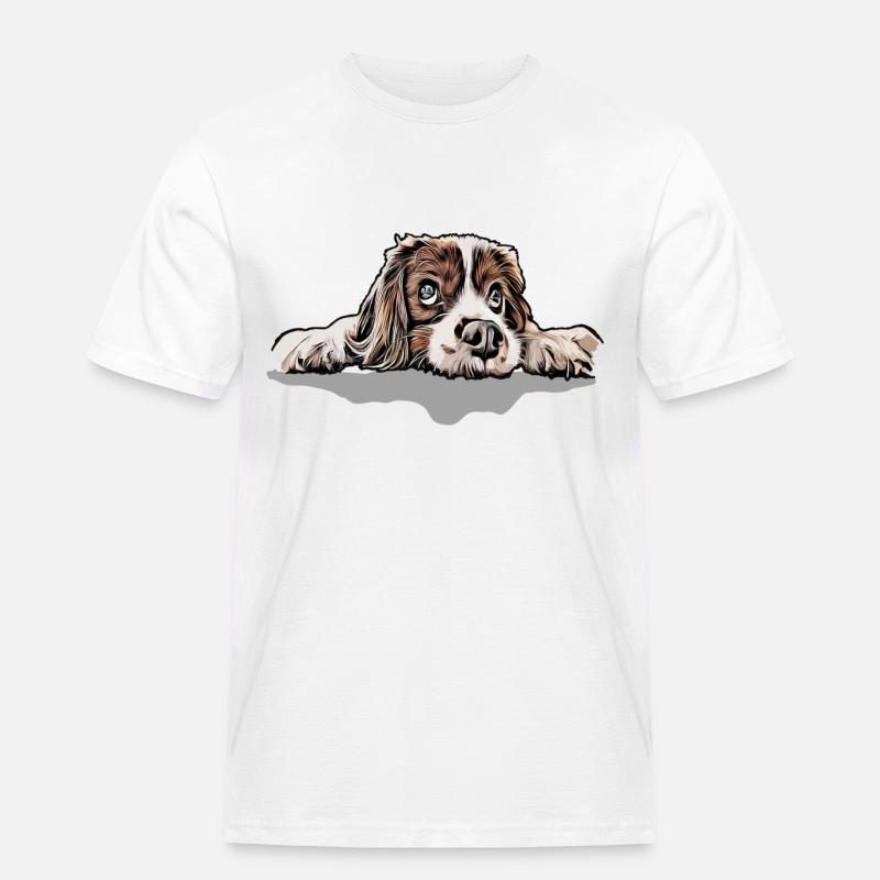 Cavalier King Charles Spaniel - Männer Workwear T-Shirt - Weiß