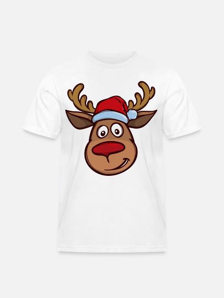 Christmas reindeer face - Men's Workwear T-Shirt - white