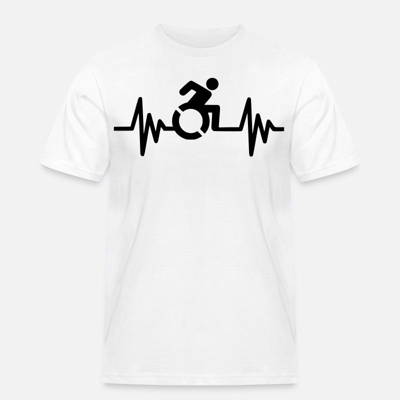 Rollstuhlfahrer mit klopfendem Herzen # - Männer Workwear T-Shirt - Weiß