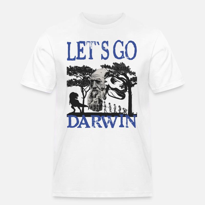 Charles Darwin Evolution textile Geschenkidee - Männer Workwear T-Shirt - Weiß