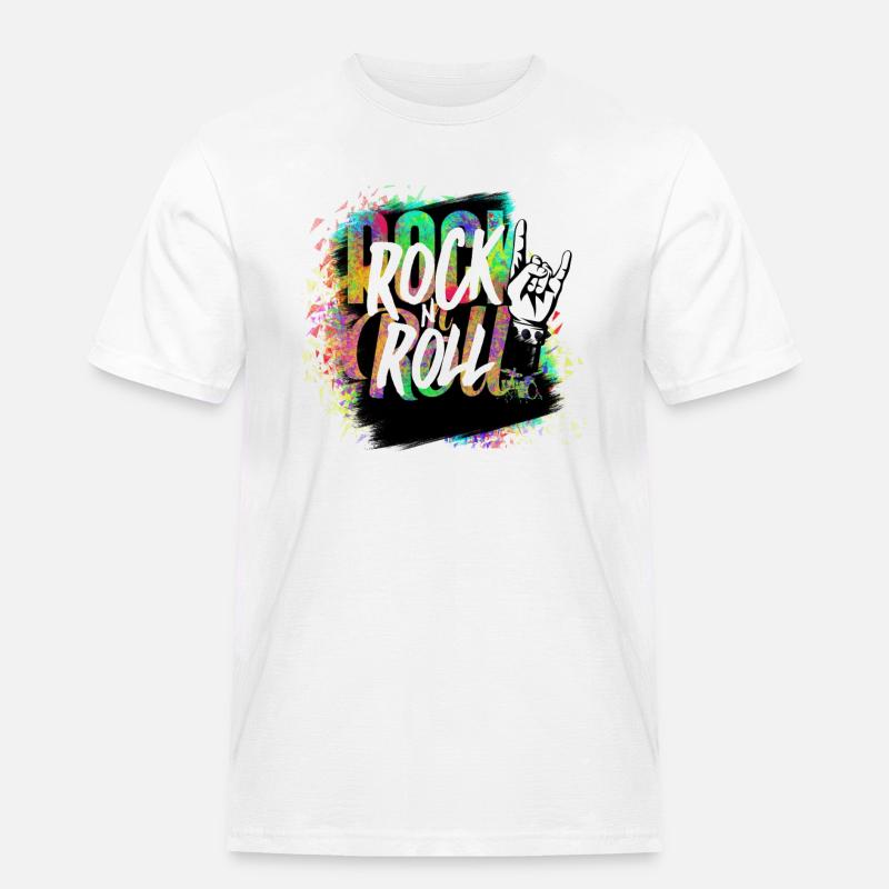 Rock n Roll Farbexplosion - Männer Workwear T-Shirt - Weiß