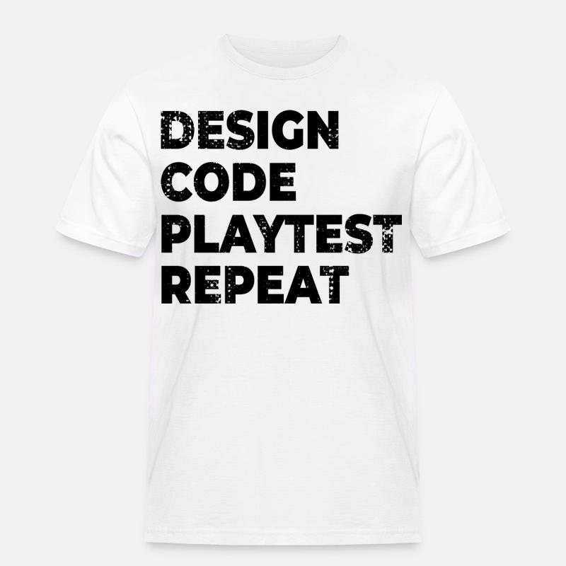 Design Code Spieltest Wiederholung - Männer Workwear T-Shirt - Weiß