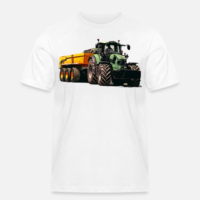 Traktor mit Anhänger Kipper - Männer Workwear T-Shirt - Weiß