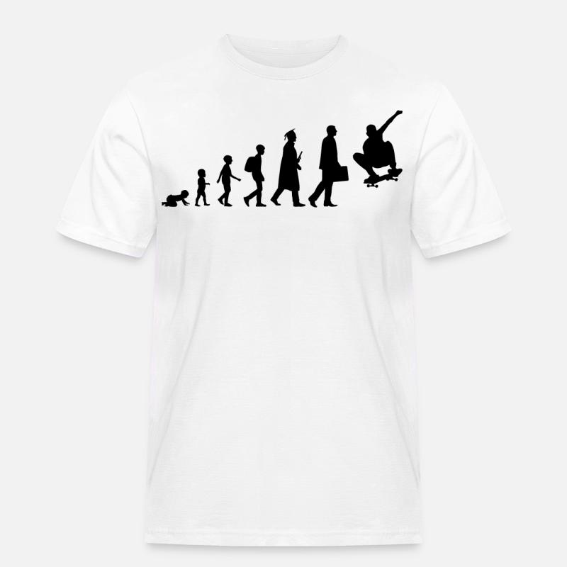 Skateboarder Evolution - Männer Workwear T-Shirt - Weiß
