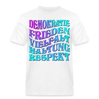 POLITIK HALTUNG - DEMOKRATIE WÄHLEN GEHEN - Männer Workwear T-Shirt - Weiß - Vorne - AI Model Male 185 dark (185cm)