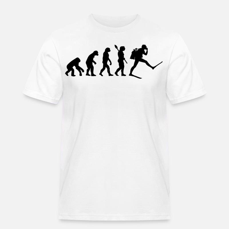 Scuba Diver Lustige menschliche Evolution - Männer Workwear T-Shirt - Weiß