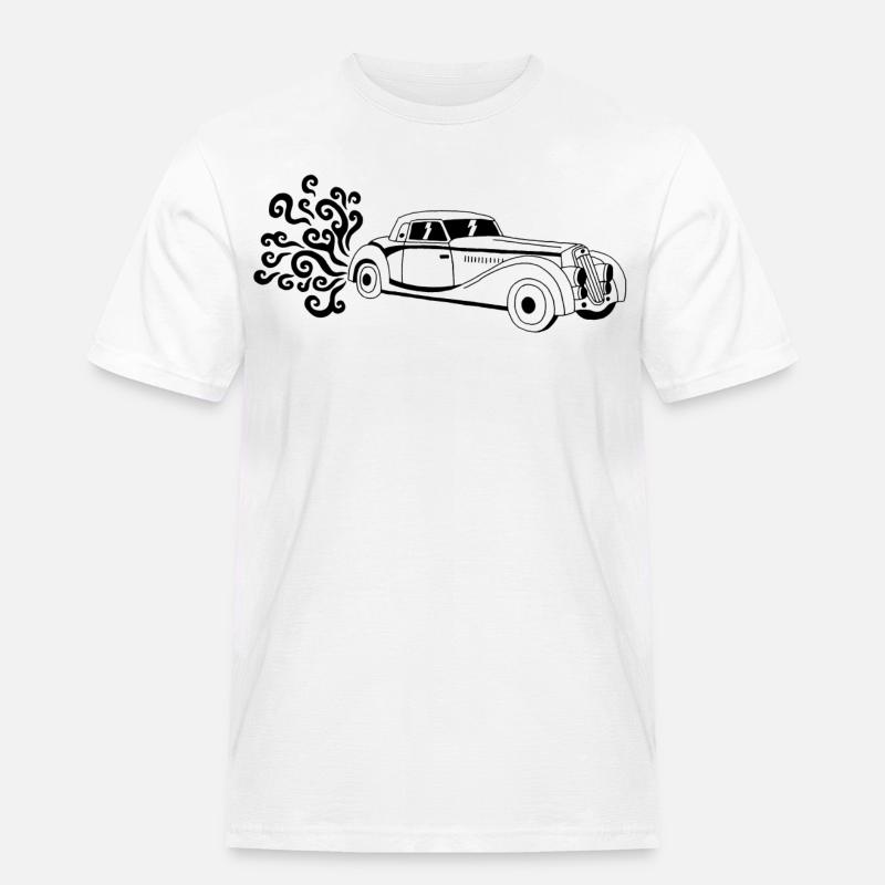 Schwarzer Oldtimer - Männer Workwear T-Shirt - Weiß