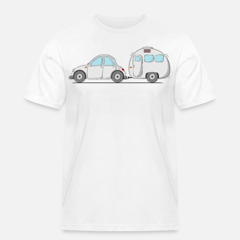 Auto mit Wohnwagen Grau - Männer Workwear T-Shirt - Weiß