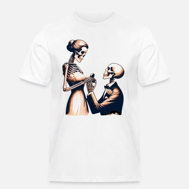 Conception de parodie de squelette de mariage - T-shirt Workwear homme - blanc