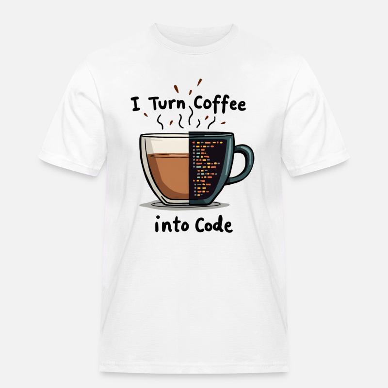 Coffee into Code - Männer Workwear T-Shirt - Weiß