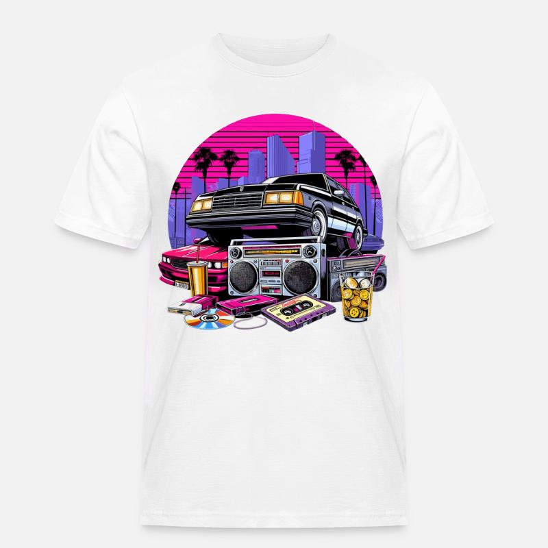 Kompaktkassette Ghettoblaster 90er Retro Geschenk - Männer Workwear T-Shirt - Weiß