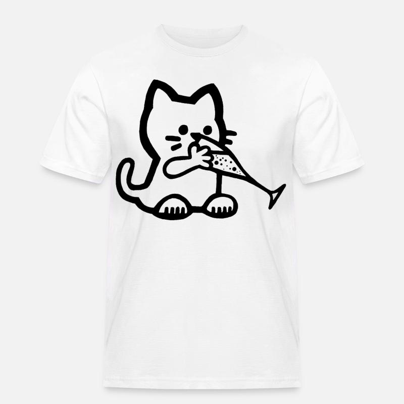 Durstiges Kätzchen - Männer Workwear T-Shirt - Weiß