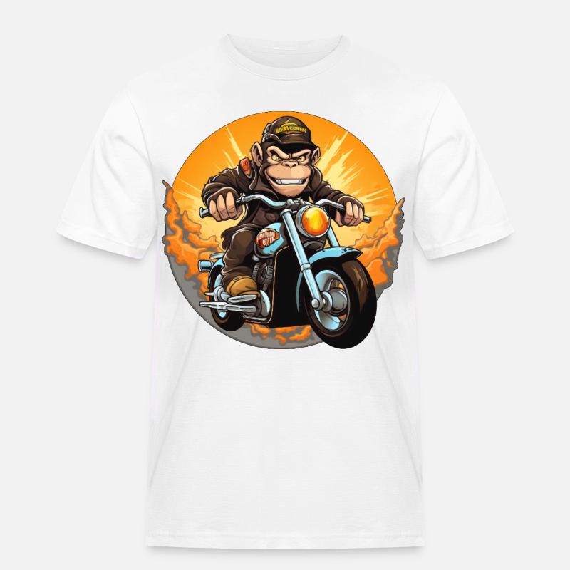Affe Motorrad / Motorradfahrer Affen - Männer Workwear T-Shirt - Weiß