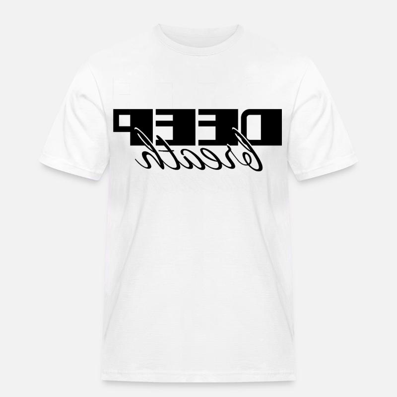 Deep Breath Elegantes Selbstfürsorge-Skriptdesign - Männer Workwear T-Shirt - Weiß