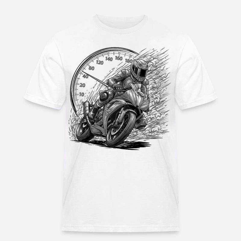 Biker, der von Geschwindigkeit angetrieben wird - Männer Workwear T-Shirt - Weiß