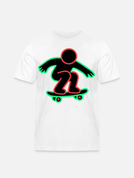 Neon Skateboarder Line Art - Men's Workwear T-Shirt - white