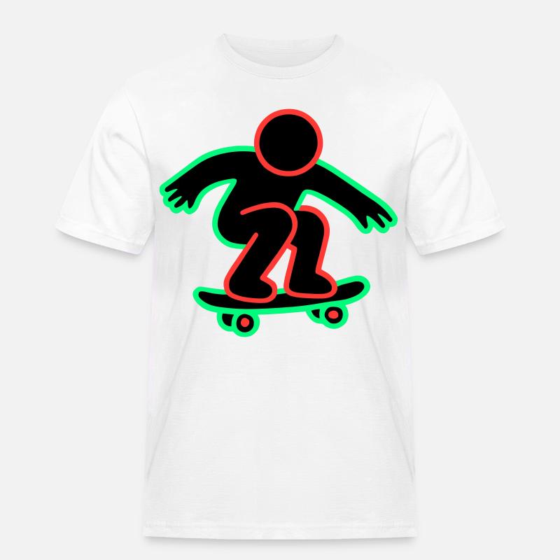 Dessin au trait de skateboarder néon - T-shirt Workwear homme - blanc