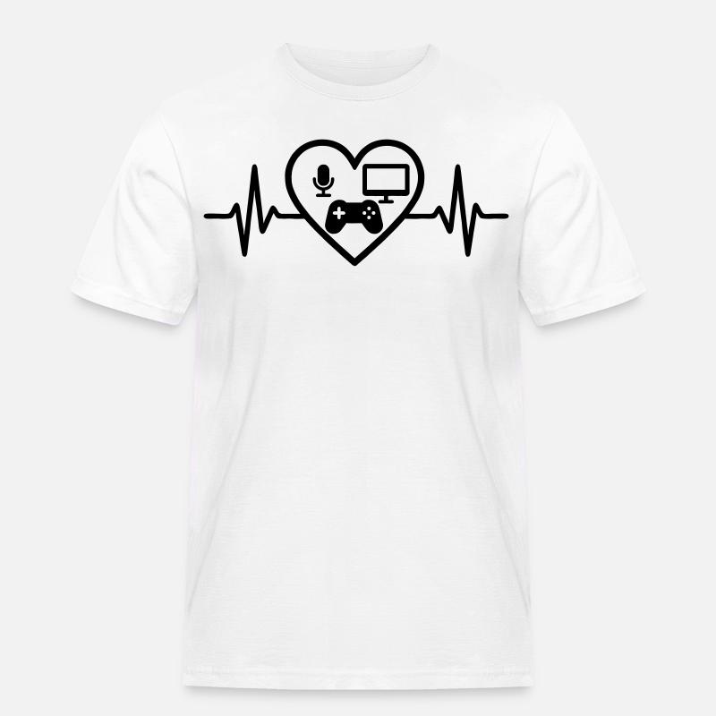Streaming Gamer Herz Mikro Bildschirm Controller - Männer Workwear T-Shirt - Weiß