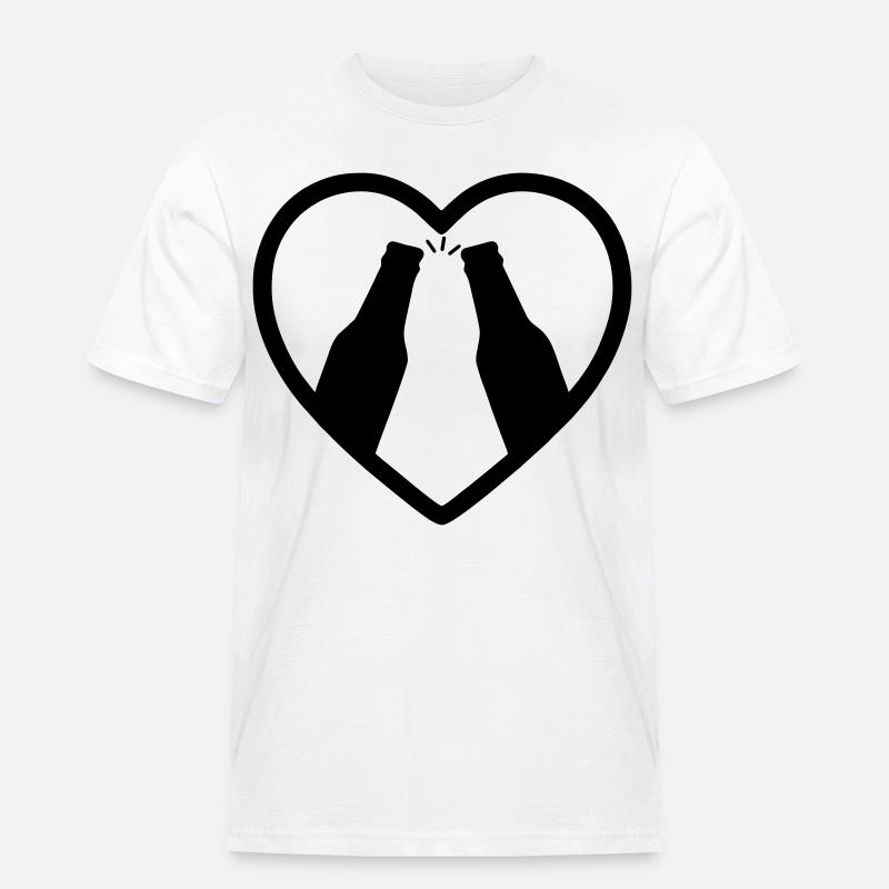 Herz-Bierflaschen, Prost, Geschenk - Männer Workwear T-Shirt - Weiß