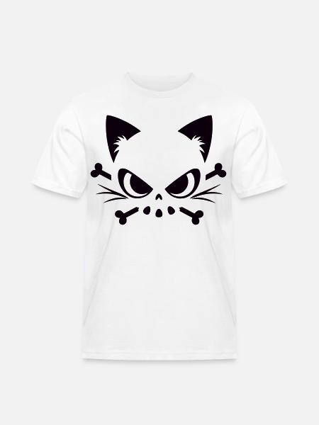 Cats Skull | Minimal Skull & Bones motif - Men's Workwear T-Shirt - white