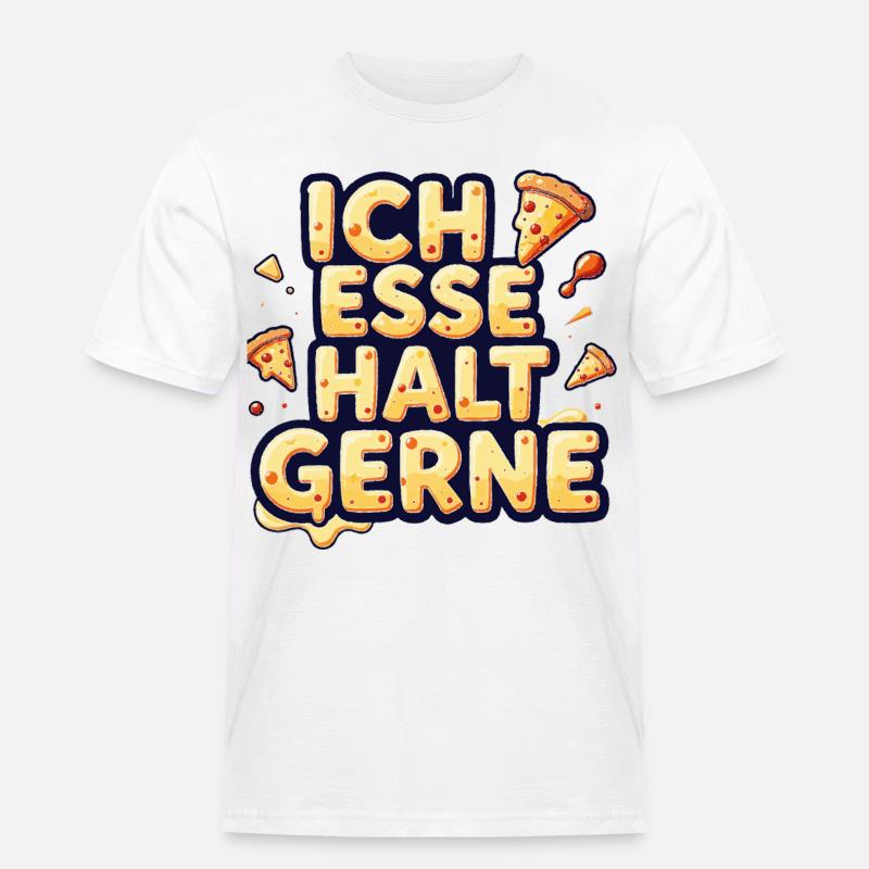 Ich esse halt gerne Pizza - Männer Workwear T-Shirt - Weiß