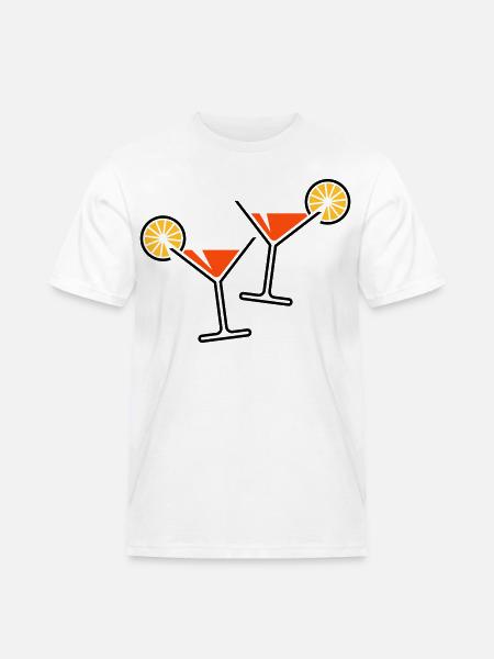 2 Cocktailgläser / Cocktail / Martini + (Orange) - Männer Workwear T-Shirt - Weiß