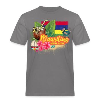 Mauritius Retro Indian Ocean Dodo Souvenir - Men's Workwear T-Shirt - grey - Front - AI Model Male 185 dark (185cm)