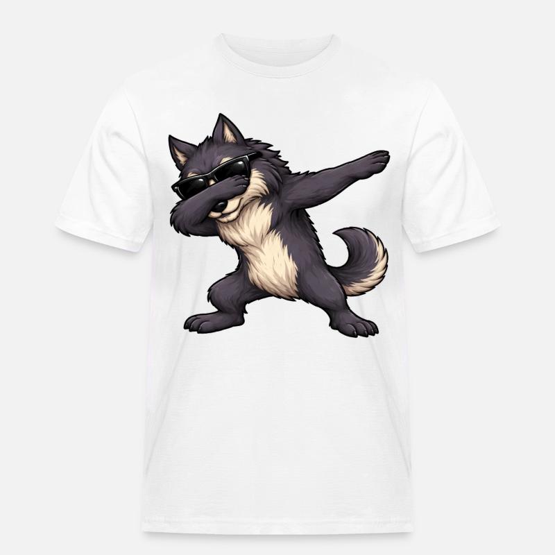 Dabbing Werwolf - Männer Workwear T-Shirt - Weiß