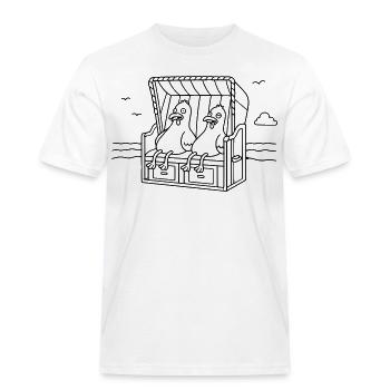Witzige Möwen Strandkorb - Männer Workwear T-Shirt - Weiß - Vorne - AI Model Male 185 dark (185cm)