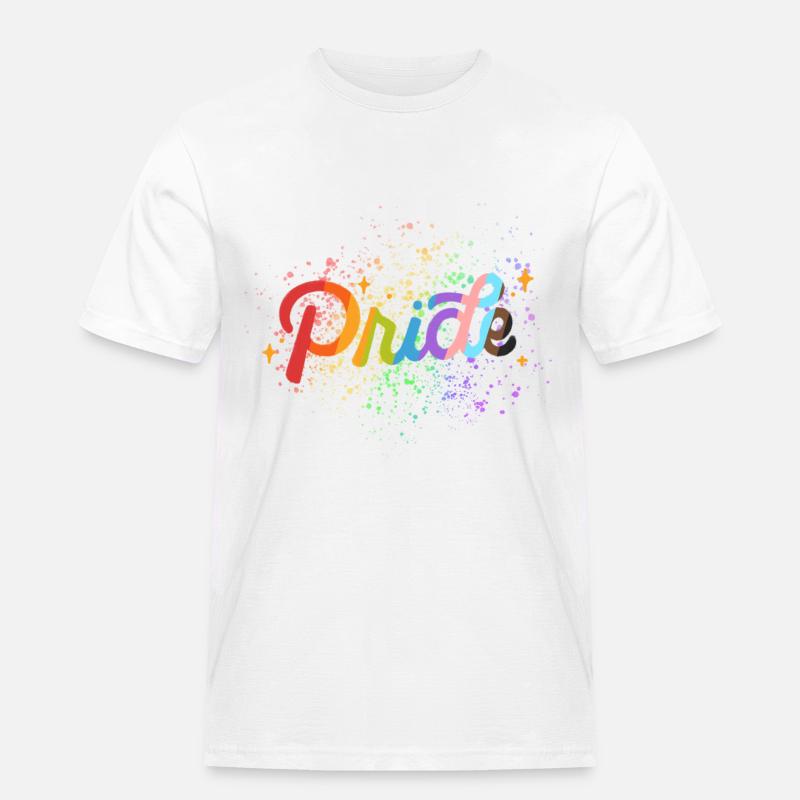 Pridemix Farbspritzer - Männer Workwear T-Shirt - Weiß
