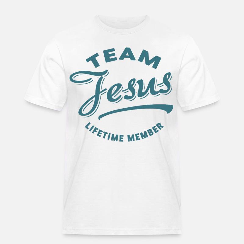 Team Jesus Lebenslanges Mitglied - Männer Workwear T-Shirt - Weiß